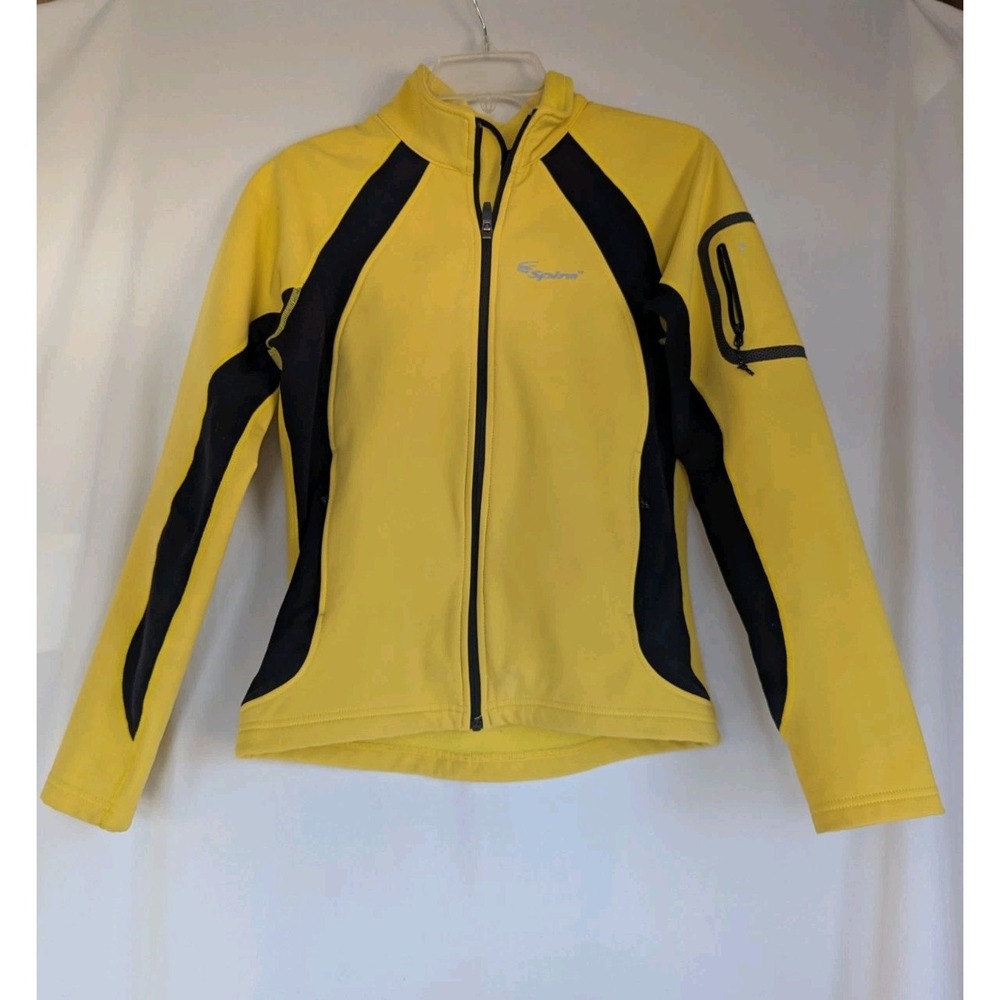 Spira Jacket Womens Sz S Windbreaker Yellow Black Nylon Blend